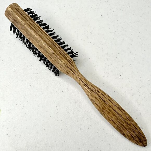 VTG Goody Faux Wood Grain Pattern Hair BRUSH Nylon Bristles Thumb Grip Handle - Picture 6 of 9